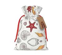 IRSHI Bolsa de regalo de arpillera de lujo con cierre de cordón, perfecta para cumpleaños, Navidad y fiestas, estrellas de mar