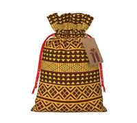 IRSHI Bolsa de regalo de arpillera de lujo con cierre de cordón, perfecta para cumpleaños, Navidad y fiestas, triángulos amarillos y marrones