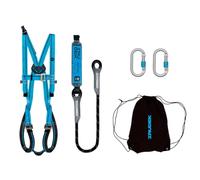 Irudek APENINOS S-M - Kit de seguridad con arnés LIGHT PLUS 2, absorbedor ABE 361 (150 cm), 2 mosquetones STEELSAFE 981 y bolsa LIGHTBAG 10L, componentes certificados EN 361, EN 362 y EN 355