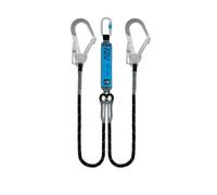 Irudek ASTUN Y 140HSS - Absorbedor de energía doble con cuerdas de poliéster de 140 cm, conectores de acero Steelsafe 981 y 39, impacto <6 kN, 140 kg, chip NFC Ready, EN 355 / EN 362 / VG11.063
