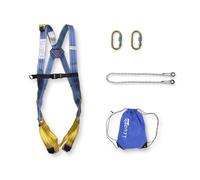 Irudek KIT HIMALAYA ECO - Sistema de retención completo con arnés Light Plus 1, cinta de 1 m, 2 mosquetones Steelsafe 981 y bolsa LightBag, EN 361 / EN 362 / EN 354, 1300 g