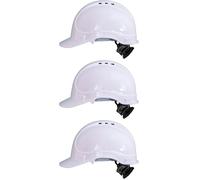 Irudek STILO 300V Blanco - Casco de Seguridad ventilado en ABS, Aislamiento eléctrico 1000 V c.a. / 1500 V c.c., arnés 6 Puntos con Ruleta, EN 397 / EN 50365, Talla 52-66 cm (Paquete de 3)