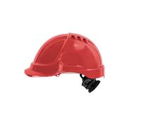 Irudek STILO 600V Rojo - Casco de Seguridad ventilado en ABS con protección Lateral, Aislamiento eléctrico 1000 V c.a. / 1500 V c.c., arnés 6 Puntos, EN 397 / EN 50365, Talla 52-66 cm