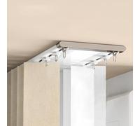 IRUGS Barras De Cortina Doble, Juego Rieles para Cortinas Aluminio, Pista Silenciosa Vía Recta, Montaje En Techo, para Salón, Dormitorio, Ventana(Blanca,170cm/5.6ft)