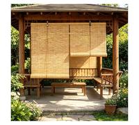 IRUGS Estor Enrollable de Bambú Natural, Persianas de Carrizo Exterior e Interior, Cortinas Retro Impermeables, Protección UV y Transpirable para Balcón y Terraza(100 Ancho x 160 Alto cm)