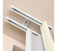 IRUGS Riel De Cortina De Techo Flexible, Guía Cortina Curva con Rodillos Silenciosos, para Separador De Ambientes, Cortina para Autocaravana, Cortina De Ducha, Ventanal(White-C,80cm/2.62ft)