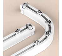 IRUGS Riel De Cortina De Techo Flexible, Guía Cortina Curva con Rodillos Silenciosos, para Separador De Ambientes, Cortina para Autocaravana, Cortina De Ducha, Ventanal(White-A,260cm/8.5ft)