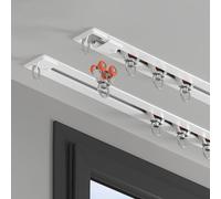 IRUGS Riel De Cortina De Techo Silencioso Empotrado, Set De Rieles De Aluminio Ocultos, Divisor De Ambientes Cortina De Ducha Ventana Rieles Resistente para Cortinas(Blanca,90cm/2.95ft)