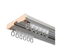 IRUGS Riel De Cortina Doble De Aluminio - riel Cortina Techo con Conector de 90 Grados, para Separador de ambientes de Cortina de Ventana de bahía de Ducha RV(Gray,600cm/19.7ft)