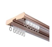 IRUGS Riel De Cortina Doble De Aluminio - riel Cortina Techo con Conector de 90 Grados, para Separador de ambientes de Cortina de Ventana de bahía de Ducha RV(Rose Gold,380cm/12.5ft)
