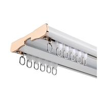 IRUGS Riel De Cortina Doble De Aluminio - riel Cortina Techo con Conector de 90 Grados, para Separador de ambientes de Cortina de Ventana de bahía de Ducha RV(Blanca,105cm/3.44ft)