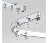 IRUGS Riel De Cortina Flexible En Aluminio - Doblable, Barra De Cortinas Universal para Montaje Techo O Pared Separador De Ambientes De Cortina De Ventana De Bahía De Ducha RV(White-A,160cm/5.2ft)