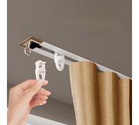 IRUGS Riel De Cortina Oculto Empotrado Blanca, Set De Pista De Cortina De Techo De Aluminio Silencioso, Kit De Barra para Cortina De Ducha Divisor De Ambientes(Rollers-B,150cm/4.92ft)