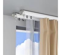 IRUGS Riel De Cortina Resistente, Barra De Cortinas Deslizante, Postes De Cortina De Aluminio con Soportes Y Accesorios, Riel Simple O Doble, para Salón Dormitorio Cocina(White-C,290cm/9.5ft)