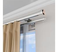 IRUGS Riel De Cortina Resistente, Barra De Cortinas Deslizante, Postes De Cortina De Aluminio con Soportes Y Accesorios, Riel Simple O Doble, para Salón Dormitorio Cocina(Champagne-D,90cm/2.95ft)