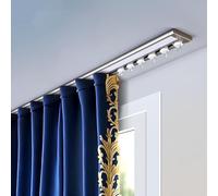 IRUGS Riel De Cortina Ultrafino, Juego De Rieles De Cortina Montados En El Techo, Curva de 90 Grados, Pista Silenciosa Vía Recta, para Salón, Dormitorio, Ventana(Champán,520cm/17.1ft)