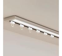 IRUGS Riel De Cortina Ultrafino, Rieles De Techo para Divisor De Ambientes, Curvas De 90°, Guía Cortina Curva con Rodillos Silenciosos(B-Ceiling Mount,480cm/15.7ft)