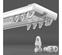 IRUGS Riel Doble Silencioso para Cortinas De Techo - Rieles para Cortinas De Panel con Rodillos Silenciosos, Ángulo De 90°, Fácil De Instalar, para Salón Dormitorio Cocina(Blanca,530cm/17.4ft)