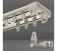 IRUGS Riel Doble Silencioso para Cortinas De Techo - Rieles para Cortinas De Panel con Rodillos Silenciosos, Ángulo De 90°, Fácil De Instalar, para Salón Dormitorio Cocina(Champán,105cm/3.44ft)