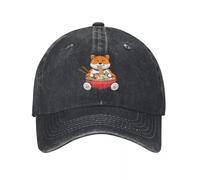 IRUHHGU Unisex Lindo Perro Come Ramen Dibujos Animados Impreso Gorra de Béisbol Ajustable Gorra de Papá Camionero Gorra de Béisbol Snapback