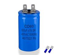 Iruihoo Condensador de motor CD60 450V 600uf, condensadores de 50/60Hz, condensador de arranque con enchufe, 600µF 450V condensadores para motor eléctrico