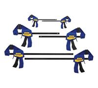 IRWIN Abrazadera de barra de agarre rápido, con una sola mano, mini, paquete de 6 (1964749), azul