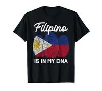 Is In My DNA Funny Filipino Filipinas Bandera Huella Dactilar Camiseta
