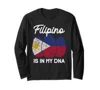 Is In My DNA Funny Filipino Filipinas Bandera Huella Dactilar Manga Larga