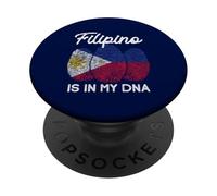 Is In My DNA Funny Filipino Filipinas Bandera Huella Dactilar PopSockets PopGrip Adhesivo