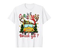 Is It Christmas Break Yet School Bus Christmas Tree Lights Pijama Camiseta