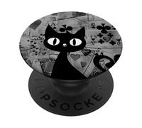 Is It Skills or Luck Grey Vamos a Jugar Algunas Cartas Gato Negro PopSockets PopGrip Adhesivo