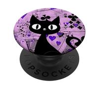 Is It Skills or Luck Purple Vamos a Jugar Algunas Cartas Gato Negro PopSockets PopGrip Adhesivo