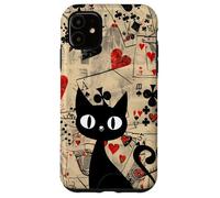 Is It Skills or Luck Retro Let's Play Some Cards Black Cat Carcasa para iPhone 11