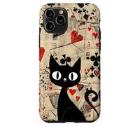 Is It Skills or Luck Retro Let's Play Some Cards Black Cat Carcasa para iPhone 11 Pro