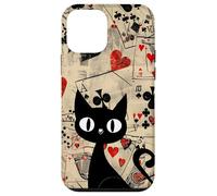 Is It Skills or Luck Retro Let's Play Some Cards Black Cat Carcasa para iPhone 12 Mini