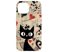 Is It Skills or Luck Retro Let's Play Some Cards Black Cat Carcasa para iPhone 15