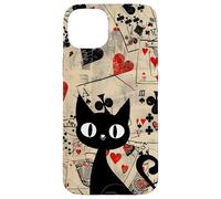 Is It Skills or Luck Retro Let's Play Some Cards Black Cat Carcasa para iPhone 15 Plus