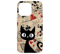 Is It Skills or Luck Retro Let's Play Some Cards Black Cat Carcasa para iPhone 15 Pro MAX