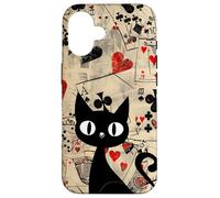 Is It Skills or Luck Retro Let's Play Some Cards Black Cat Carcasa para iPhone 16