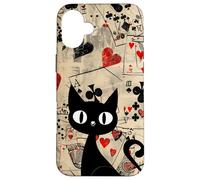 Is It Skills or Luck Retro Let's Play Some Cards Black Cat Carcasa para iPhone 16 Plus