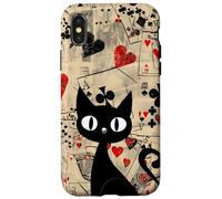 Is It Skills or Luck Retro Let's Play Some Cards Black Cat Carcasa para iPhone X/XS