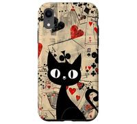 Is It Skills or Luck Retro Let's Play Some Cards Black Cat Carcasa para iPhone XR