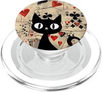 Is It Skills or Luck Retro Let's Play Some Cards Black Cat PopSockets PopGrip para MagSafe