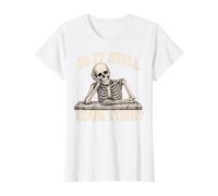 is It Still Your Turn Funny Skeleton Waiting Quote Meme Camiseta gráfica económica, Mujer, Blanco, M