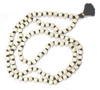 IS4A Collar de 8 mm TULSI - KARMA KARMA (108+1) Cuentas de oración con diseño de bala sagrada y energizado HINDU TIBETAN BUDDHIST SUBHA ROSARIO, 8mm, Madera, Sin gemas.