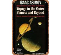Isaac asimov: Voyage to the Outer Planets & Beyond - Póster de película retro de metal para pared del hogar, letrero de estaño de metal, cueva, bar, club, letrero de metal de 8 x 12 pulgadas