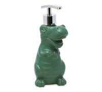 Isaac Jacobs Dinosaurio de cerámica Verde, Bomba de jabón líquido/dispensador de loción con Bomba de Metal Cromado (hasta 12 onzas) - Ideal para baño, encimera de Cocina, Accesorio de baño (Verde)