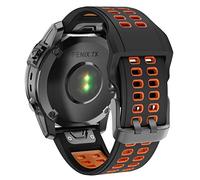ISABAKE 26mm Correa Reloj para Fenix 5X/5X Plus, Quickfit Banda de Silicona para Garmin Fenix 7X, Fenix 6X/6X Pro, Fenix 3/3 HR Smartwatch (negro naranja)
