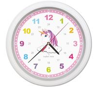Isabel Iven Reloj de pared infantil con unicornio, reloj para niños con movimiento silencioso, enseña a los niños a leer un reloj, 30 cm de diámetro