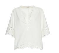 Isabel Marant- Top Blanco con Bordado Perforado Escote en V- Blouses & Shirts- Mujer- Blanco- 2XS- Top Blanco con Bordado Perforado Escote en V